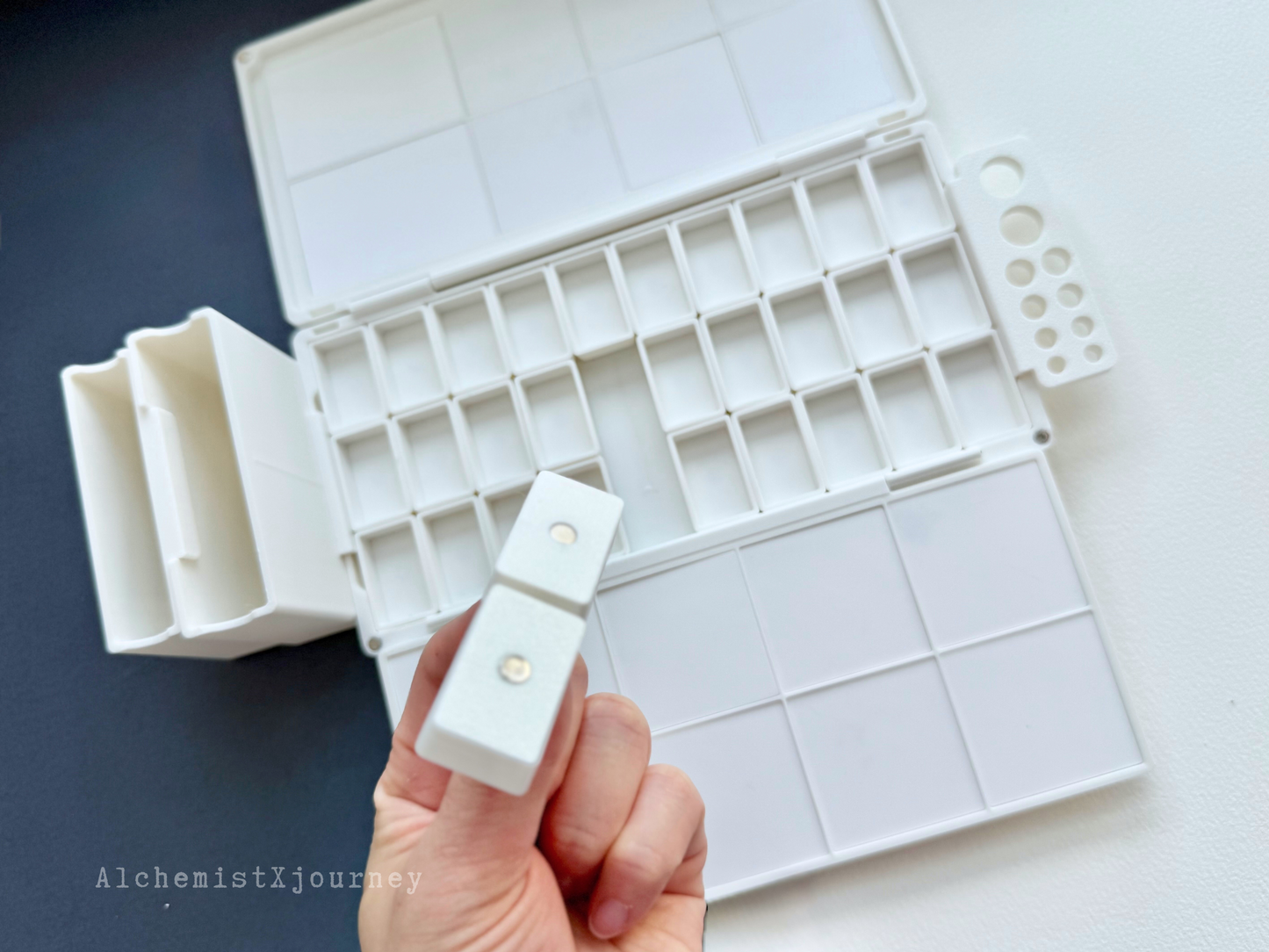 30 Full Pan Watercolor Palette AX14, Ceramic or Resin Tray, Magnetic Base