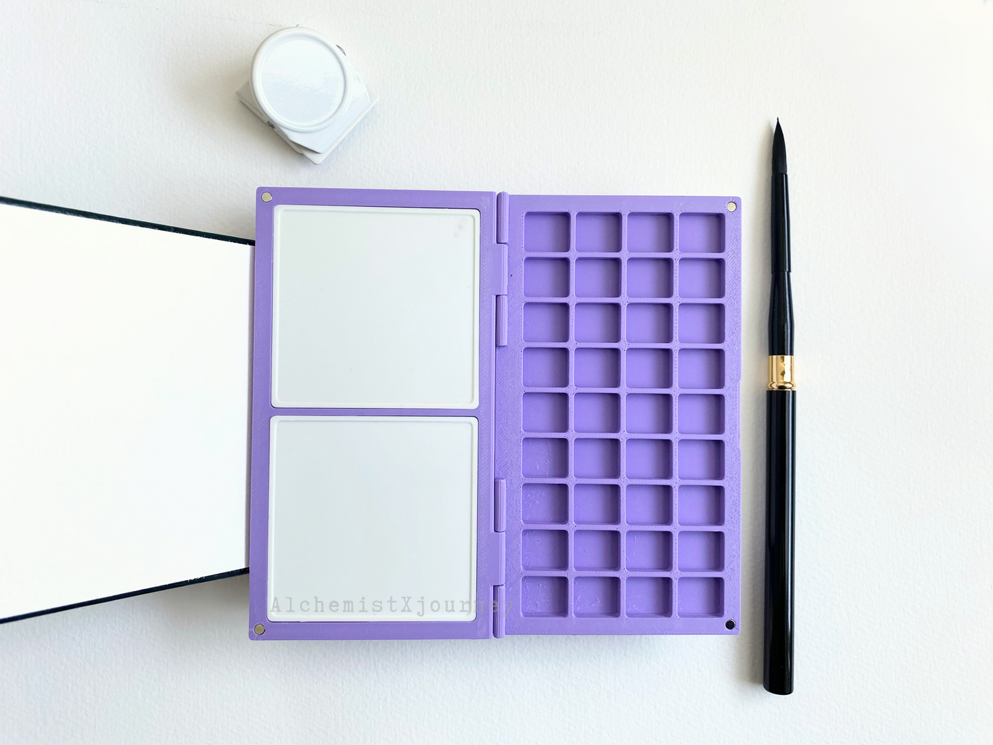 Travel Watercolor Palette 36-Grid, Glazed Ceramic Mixing Trays, Palette Only, AX2