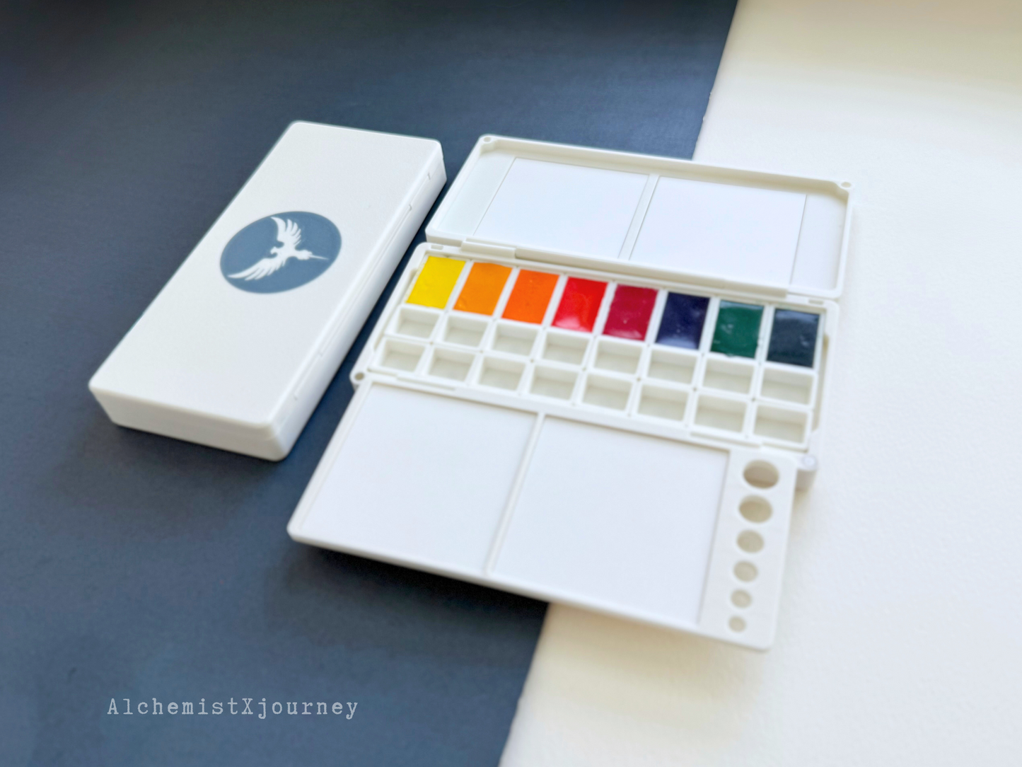 32 Half Pan Watercolor Palette AX16, Ceramic or Resin Tray, Magnetic Base, Custom Layout