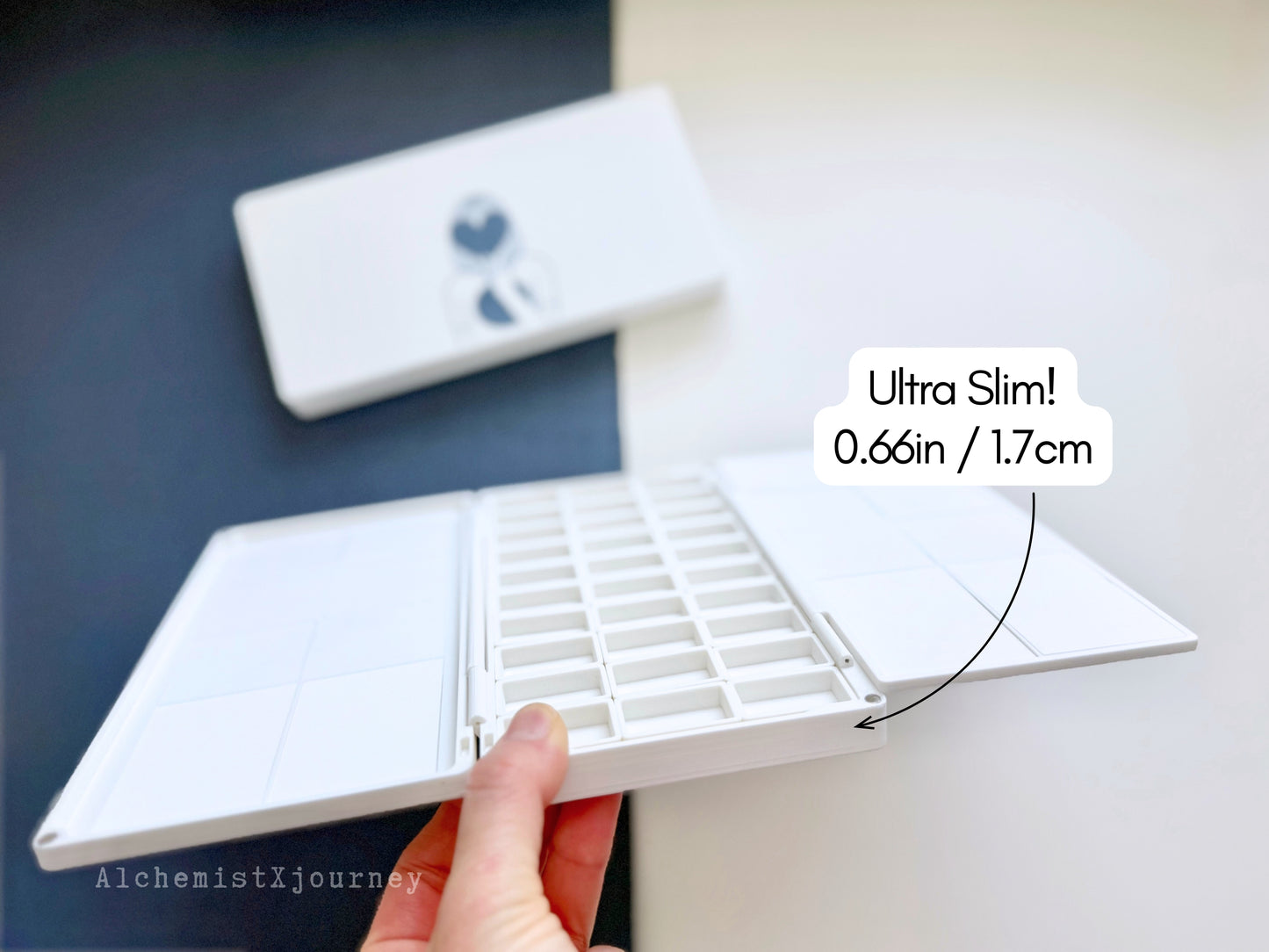 30 Slim Full Pan Watercolor Palette AX21, Ceramic or Resin Tray, Magnetic Base
