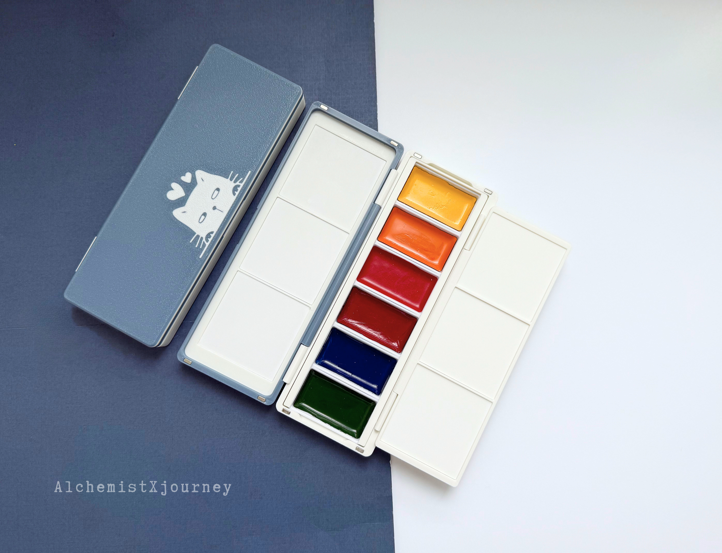 Kuretake 6 Pan Palette AX9, Glazed Ceramic Trays, Removable Modular Grid