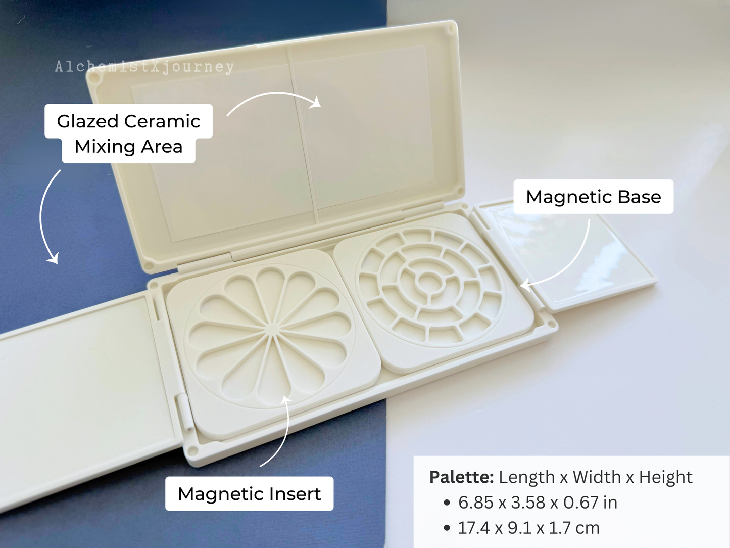 Slim Watercolor Palette Infinito AX25, Glazed Ceramic, Magnetic Base, Modular Palette
