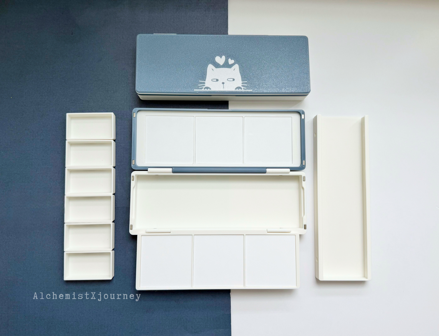Kuretake 6 Pan Palette AX9, Glazed Ceramic Trays, Removable Modular Grid
