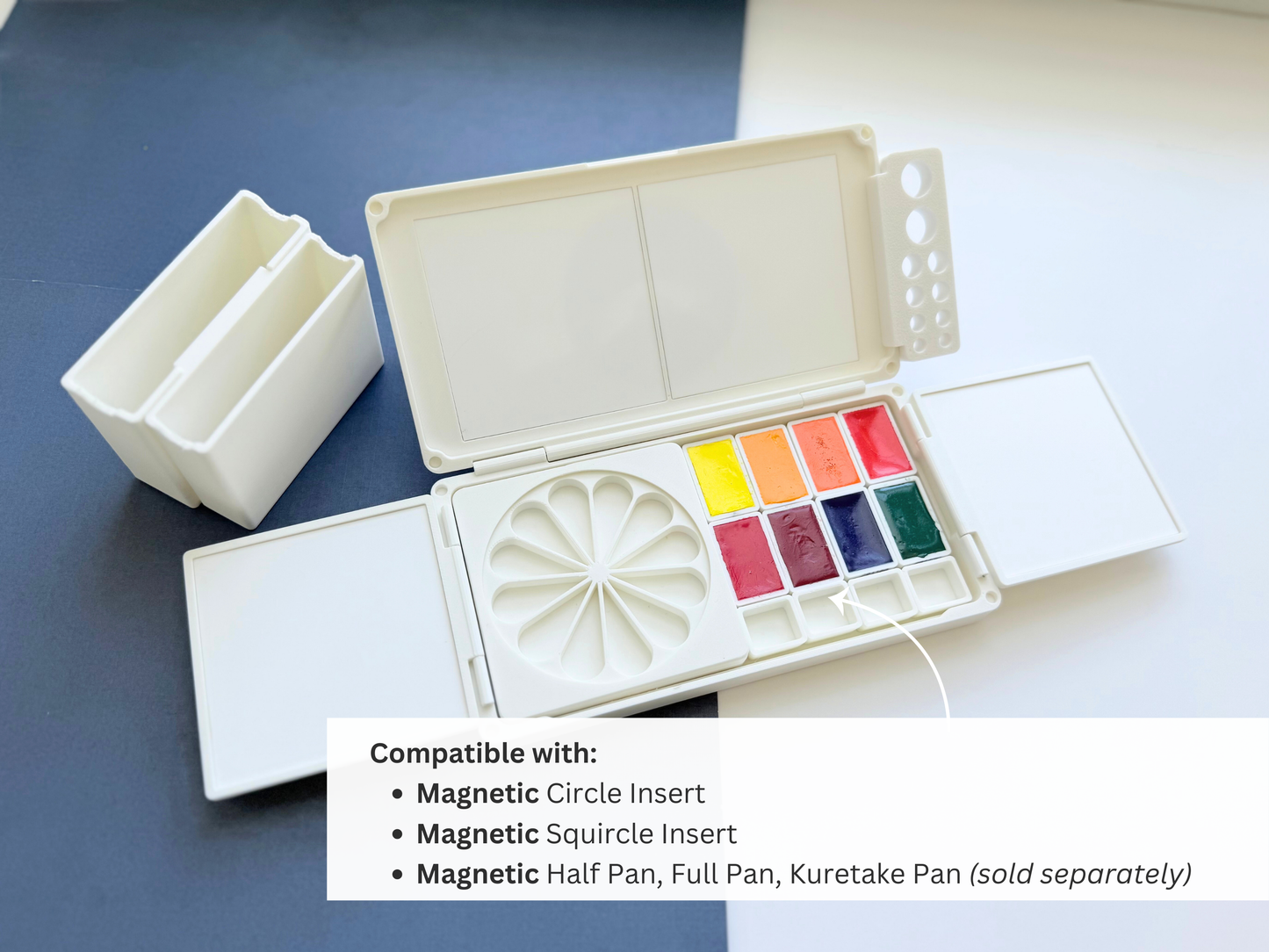 Slim Watercolor Palette Infinito AX25, Glazed Ceramic, Magnetic Base, Modular Palette