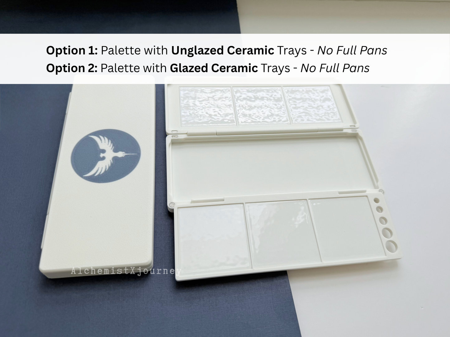 18 Full Pan Watercolor Palette AX19, Glazed Ceramic Tray, Magnetic Base, Plein Air, Portable