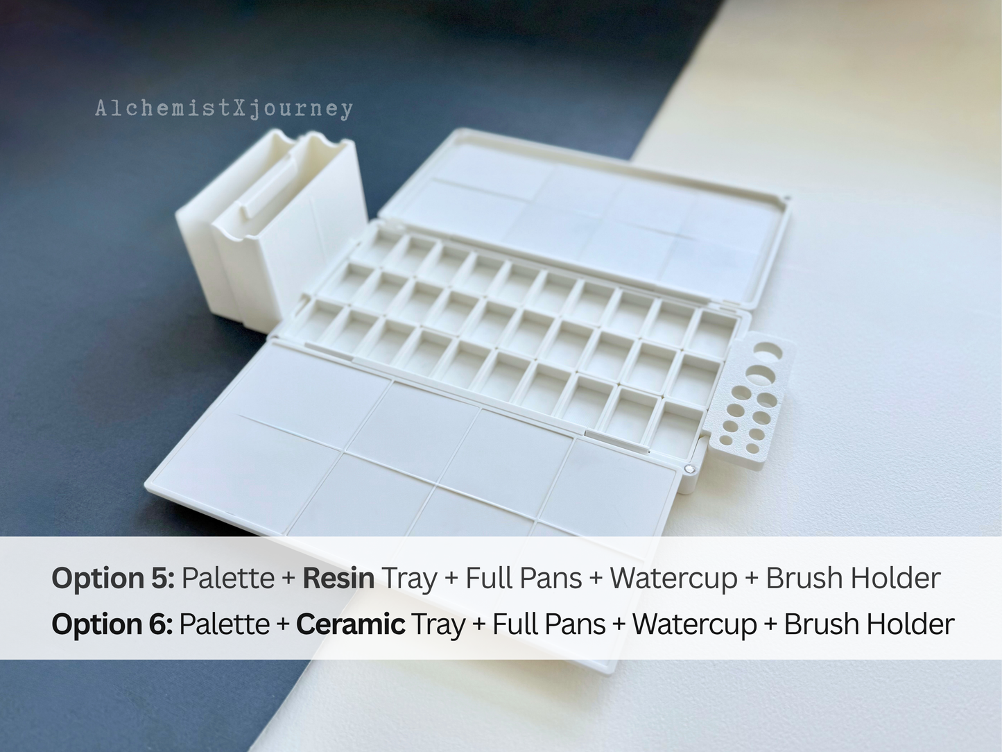 30 Full Pan Watercolor Palette AX14, Ceramic or Resin Tray, Magnetic Base