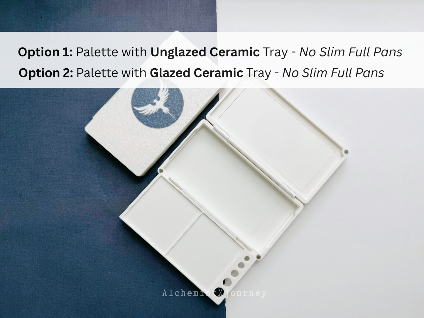 12 Slim Full Pan Watercolor Palette AX18, Glazed Ceramic, Magnetic Base, Compact, Lightweight