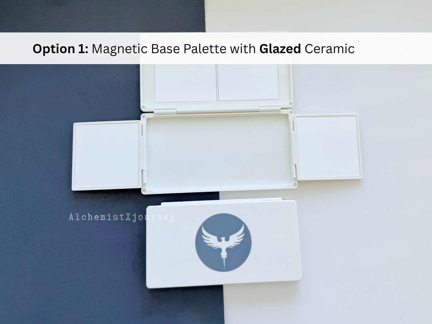 Slim Watercolor Palette Infinito AX25, Glazed Ceramic, Magnetic Base, Modular Palette