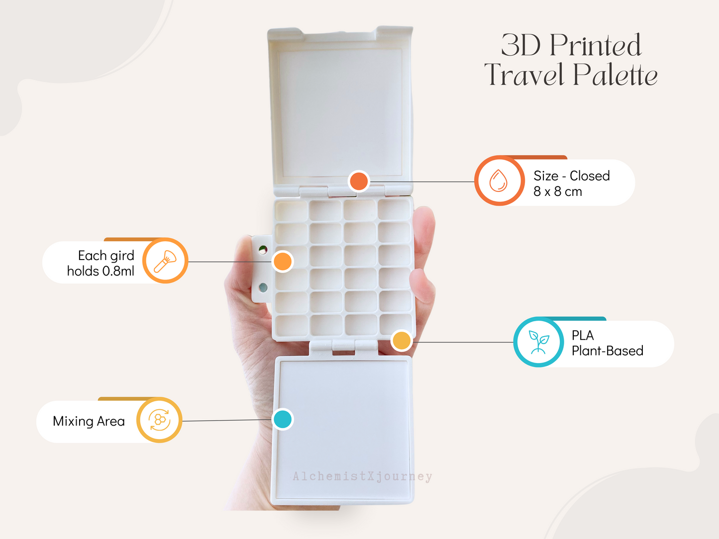 Compact Travel Watercolor Palette – Ceramic Mixing Area, Magnetic Closure, Eco-Friendly Design