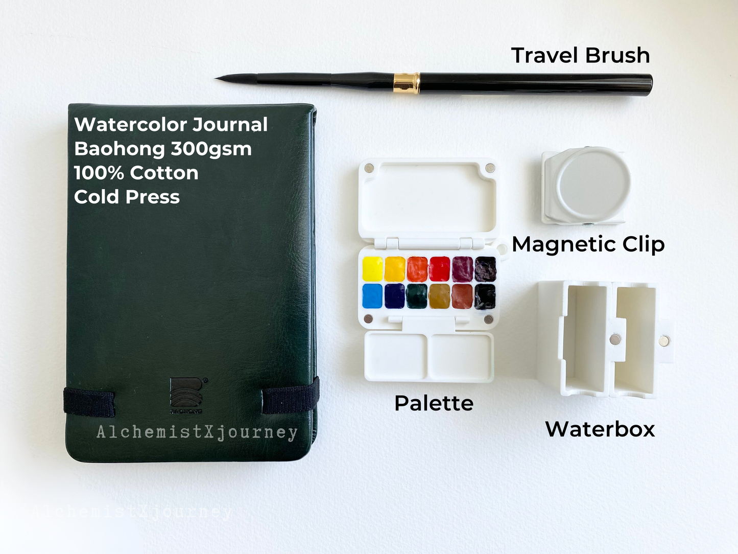 Holbein Artist Watercolor Travel Palette Journal Set, Baohong 100% Cotton