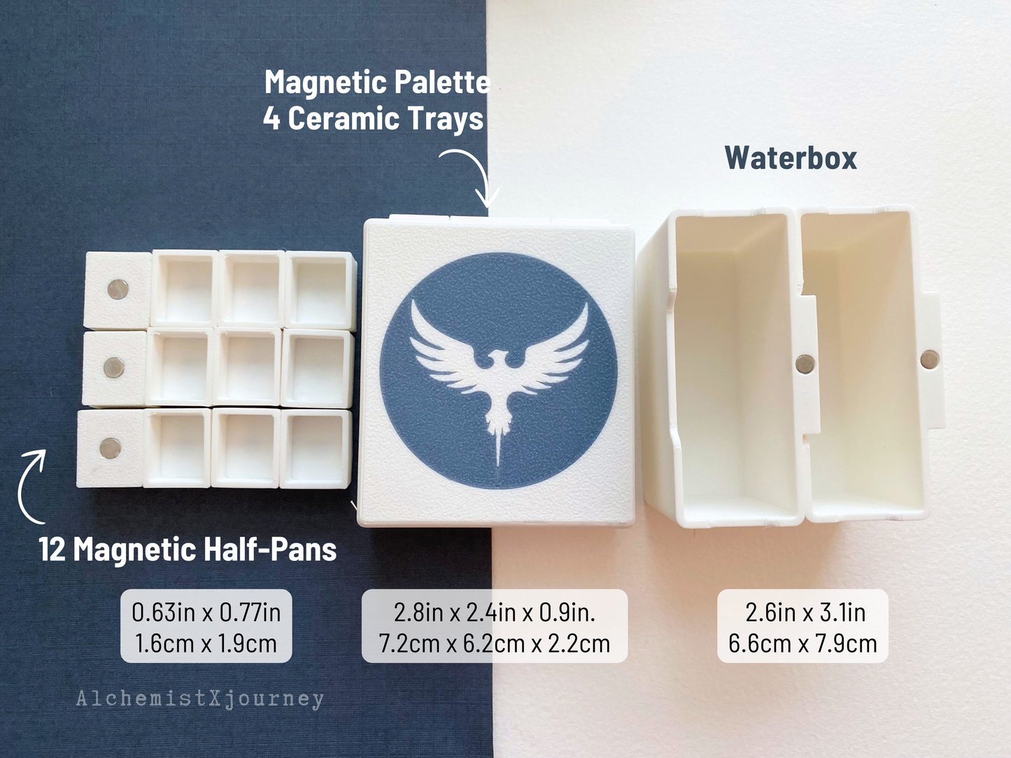 Watercolor Palette with Ceramic Trays and Magnetic-Base AX4, The Joyful Collection