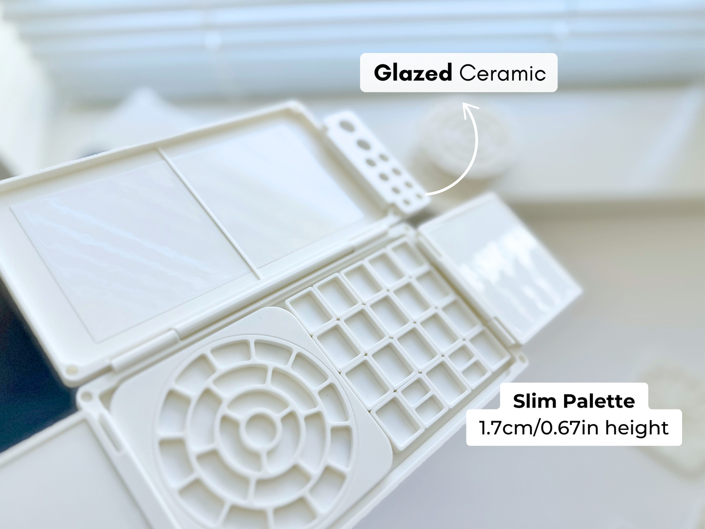 Slim Watercolor Palette Infinito AX25, Glazed Ceramic, Magnetic Base, Modular Palette