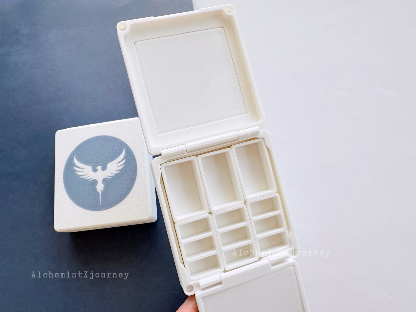 6 Full Pan Watercolor Palette AX28, Glazed Ceramic, Magnetic Base, Plein Air