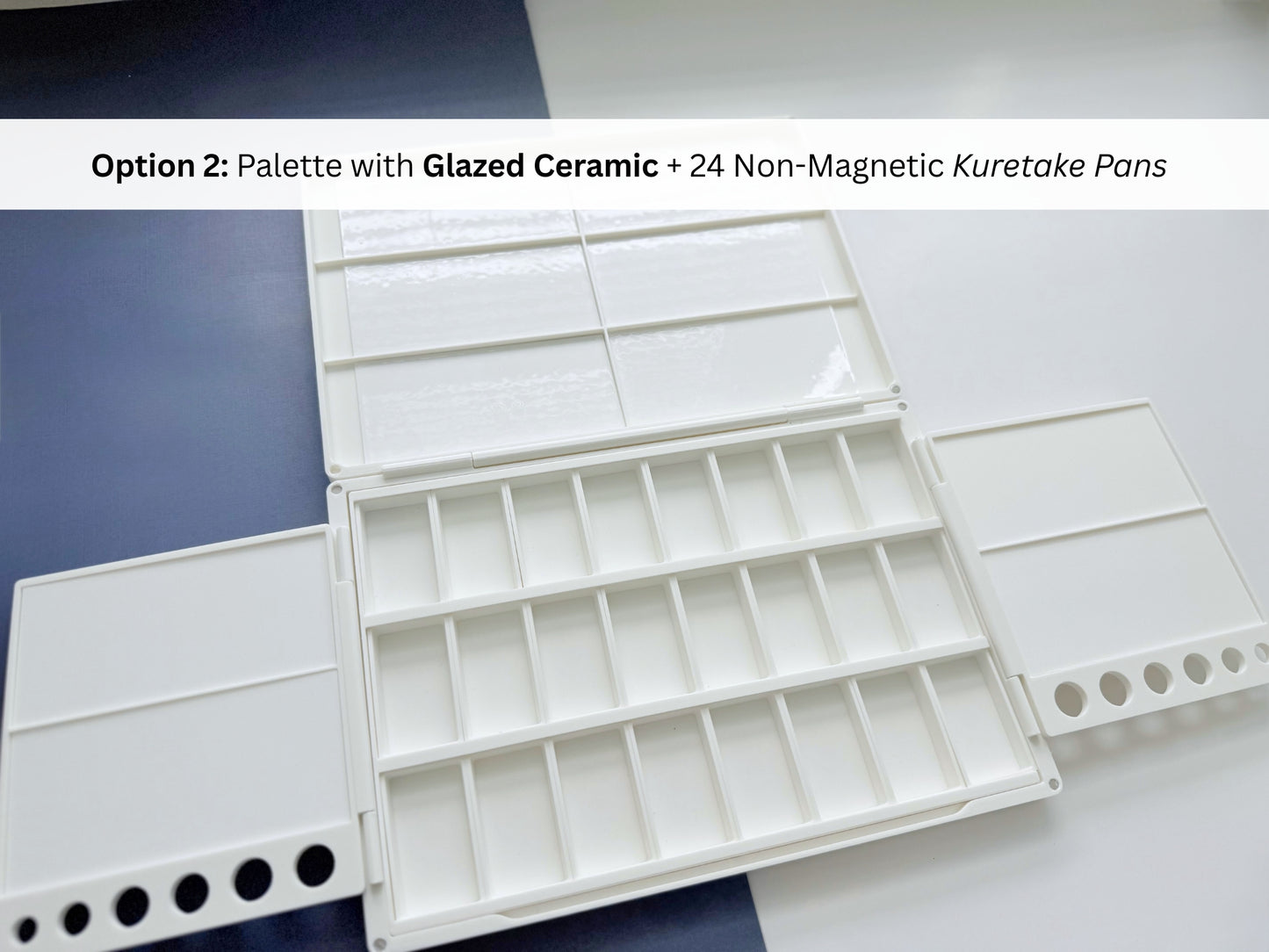 Kuretake 24 Pan Palette AX22, Deep Well, Glazed Ceramic, Removable Modular Grid