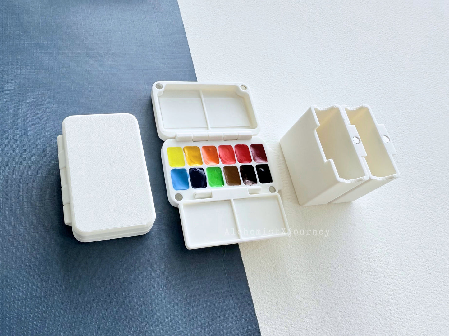 12-Grid Pocket Travel Palette AX31, Glazed Ceramic