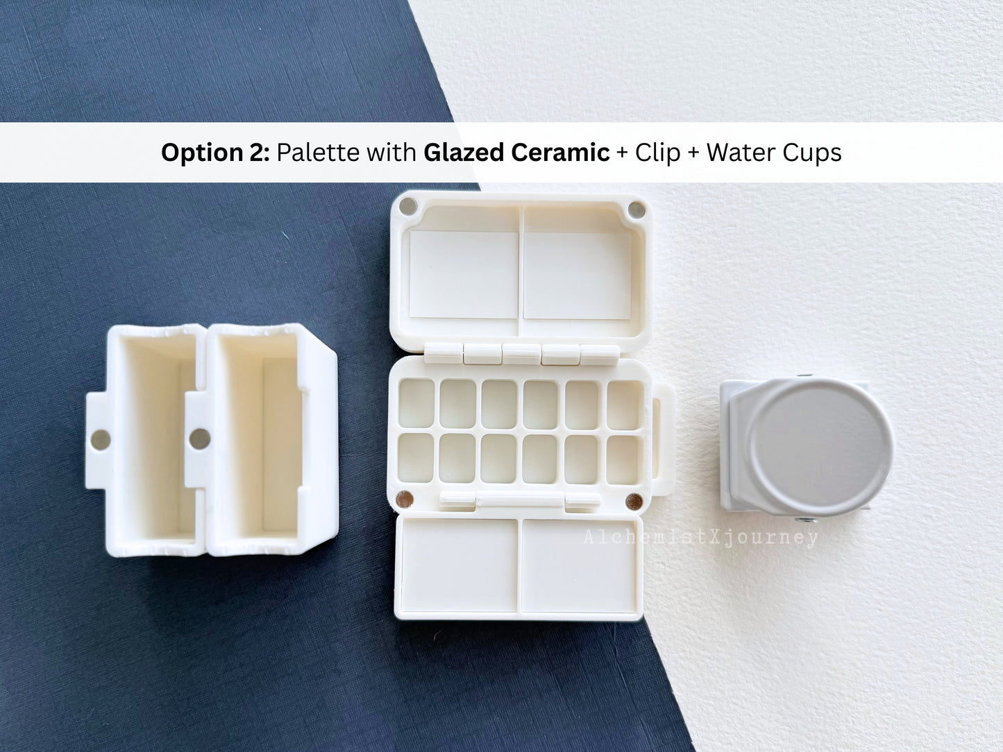 12-Grid Pocket Travel Palette AX31, Glazed Ceramic