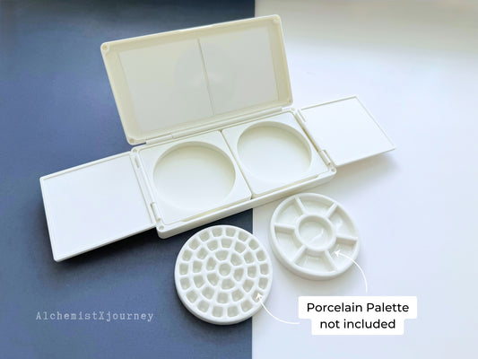 Duo Watercolor Palette & Case AX23, Fits Circle Palettes, Glazed Ceramic, Magnetic Base