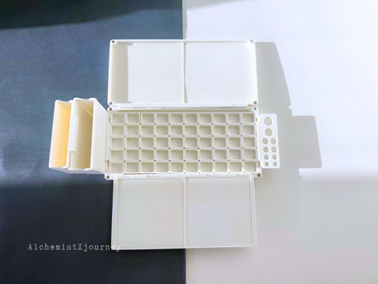 50 Half Pan Watercolor Palette AX12, Glazed Ceramic, Magnetic Base