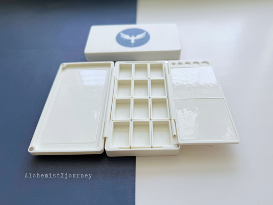 12 Full Pan Watercolor Palette AX17, Glazed Ceramic, Magnetic Base, Plein Air, Compact