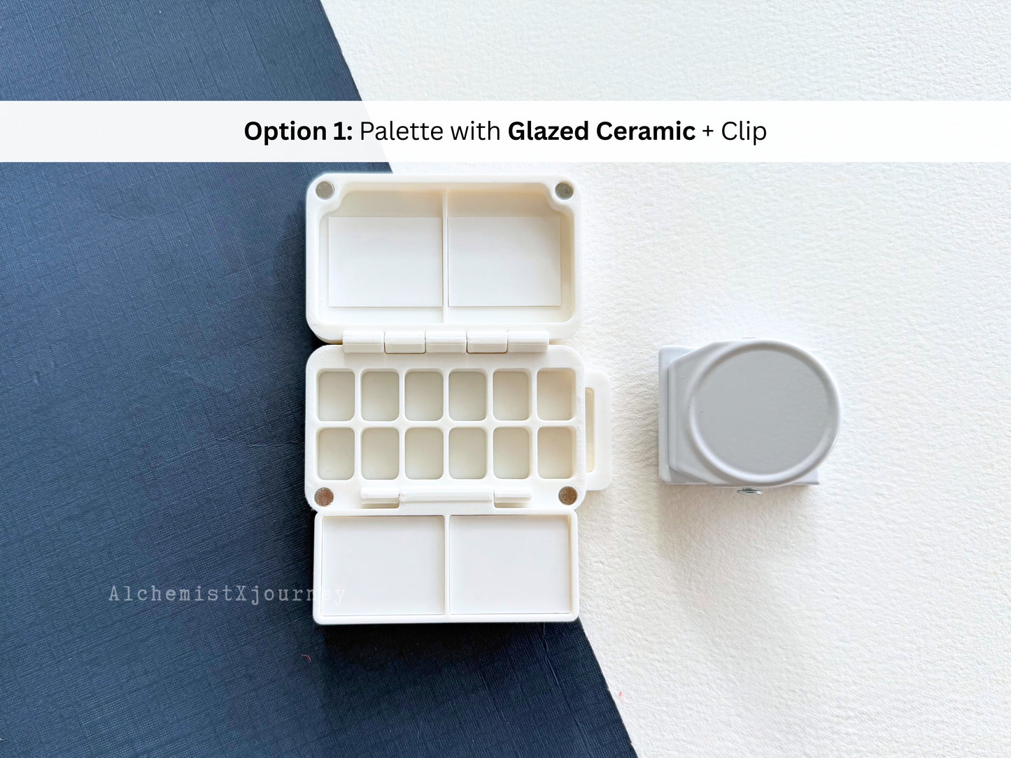 12-Grid Pocket Travel Palette AX31, Glazed Ceramic