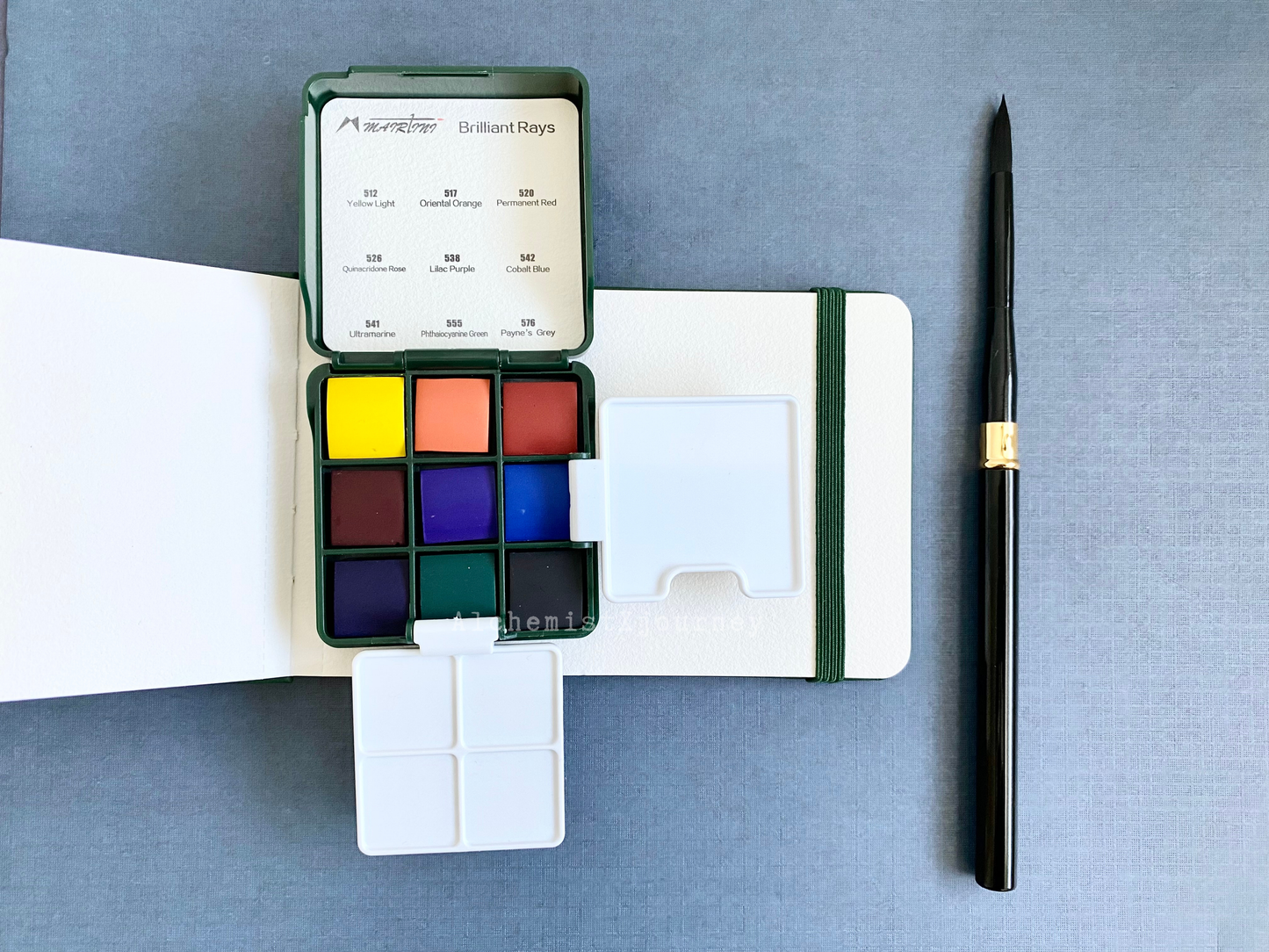 Mini Travel Watercolor Palette Set - Green