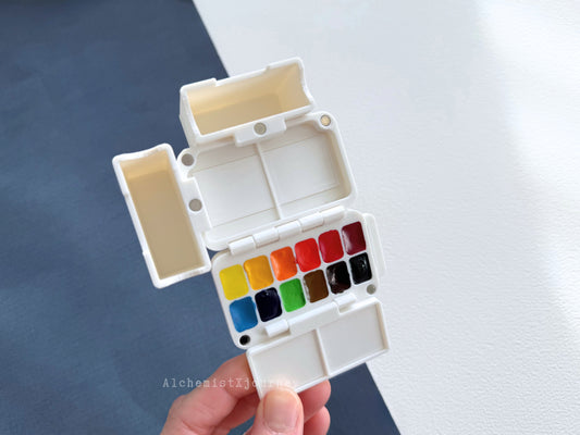 12-Grid Pocket Travel Palette AX31, Glazed Ceramic