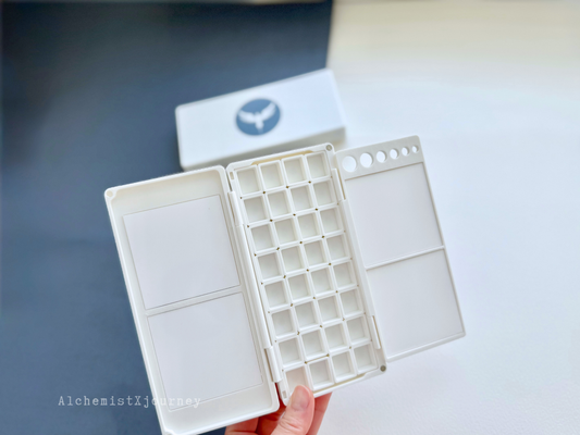 32 Half Pan Watercolor Palette AX16, Ceramic or Resin Tray, Magnetic Base, Custom Layout