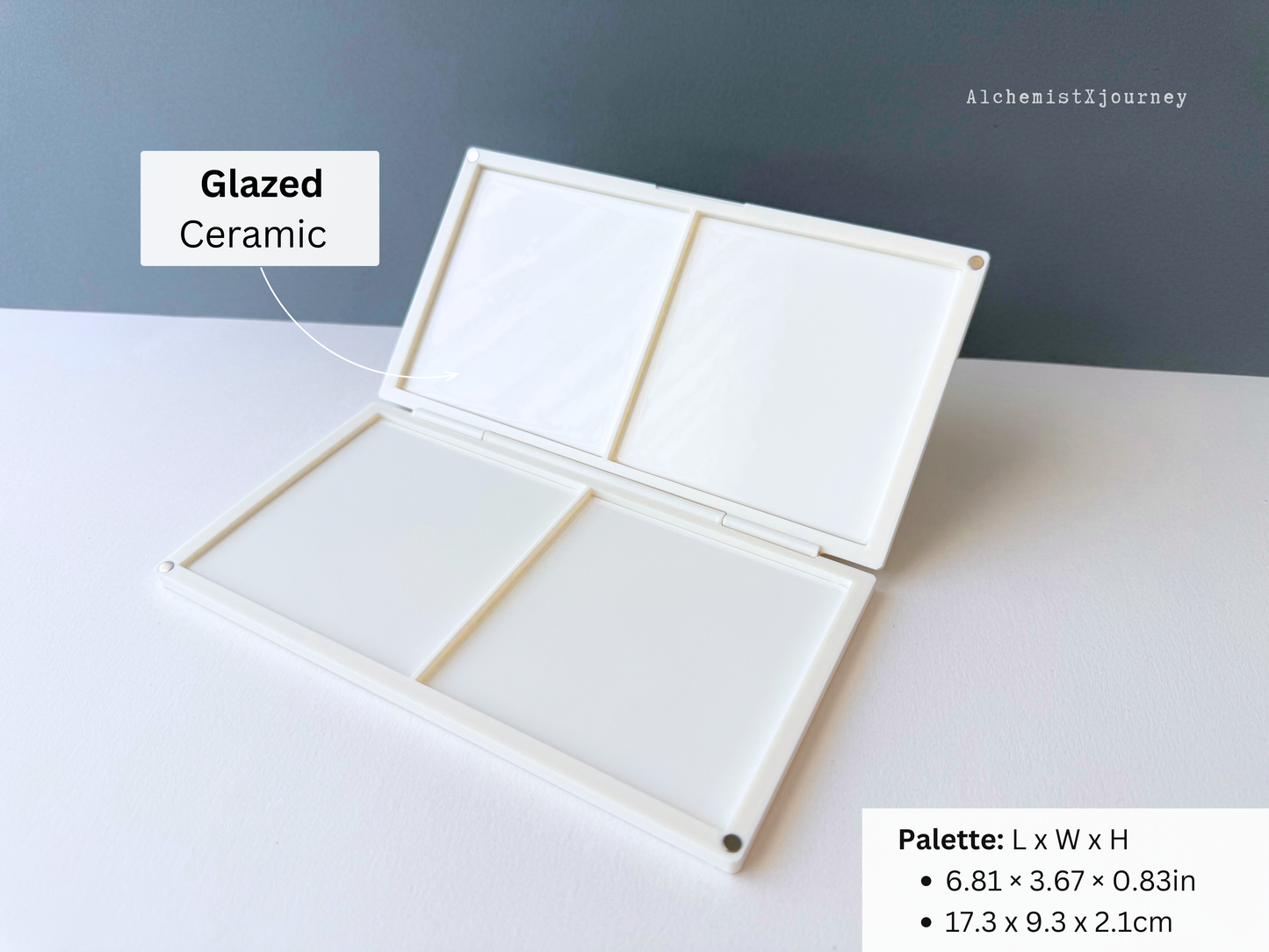 Max Watercolor Mixing Tray AX39: Glazed Ceramic, Magnetic Closure, Portable, Compact, Plein Air