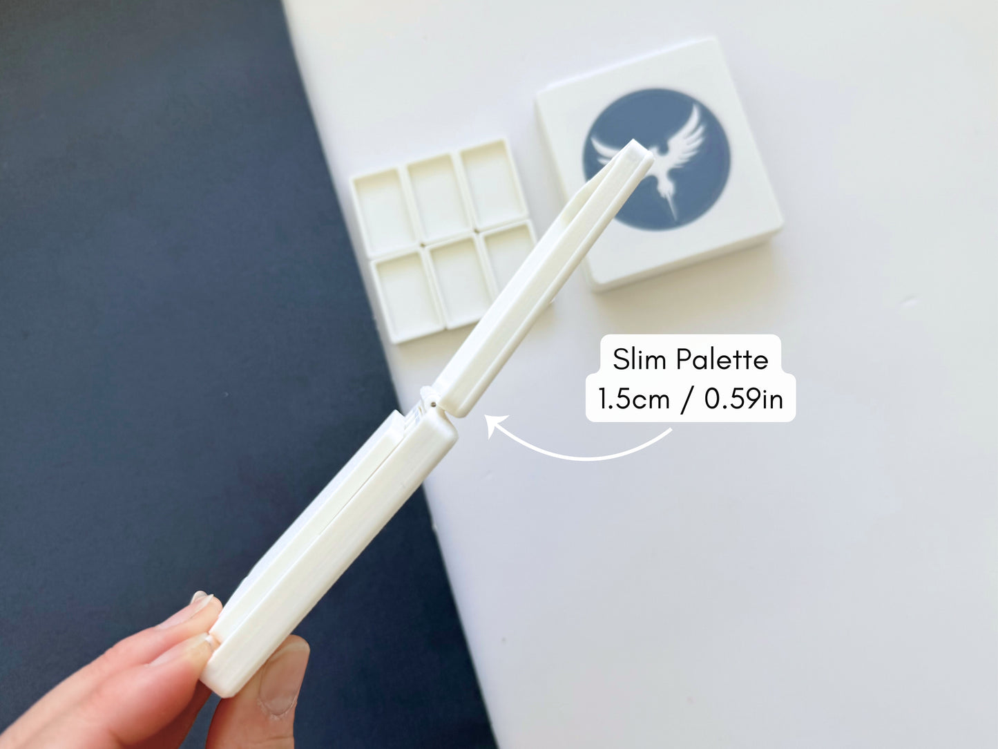 6 Slim Full Pan Watercolor Palette AX30, Glazed Ceramic, Magnetic Base, Plein Air