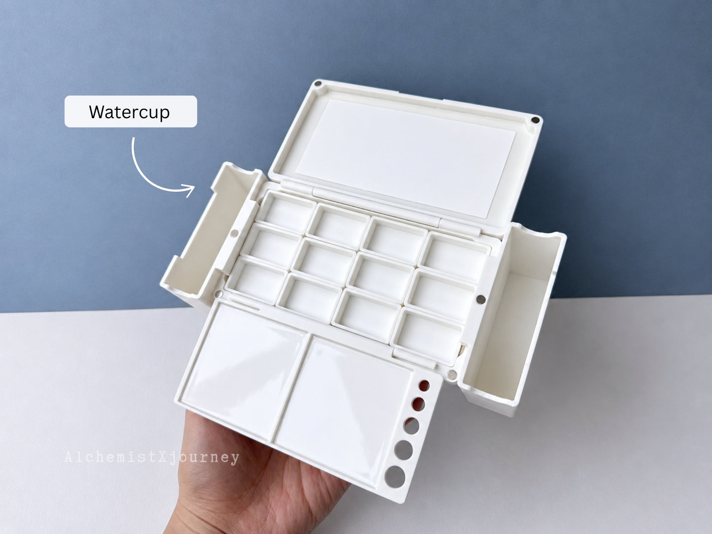 12 Full Pan Watercolor Palette AX17, Glazed Ceramic, Magnetic Base, Plein Air