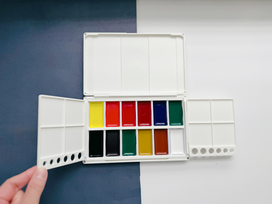 Kuretake 12 Pan Palette AX13, Deep Well, Glazed Ceramic, Removable Modular Grid