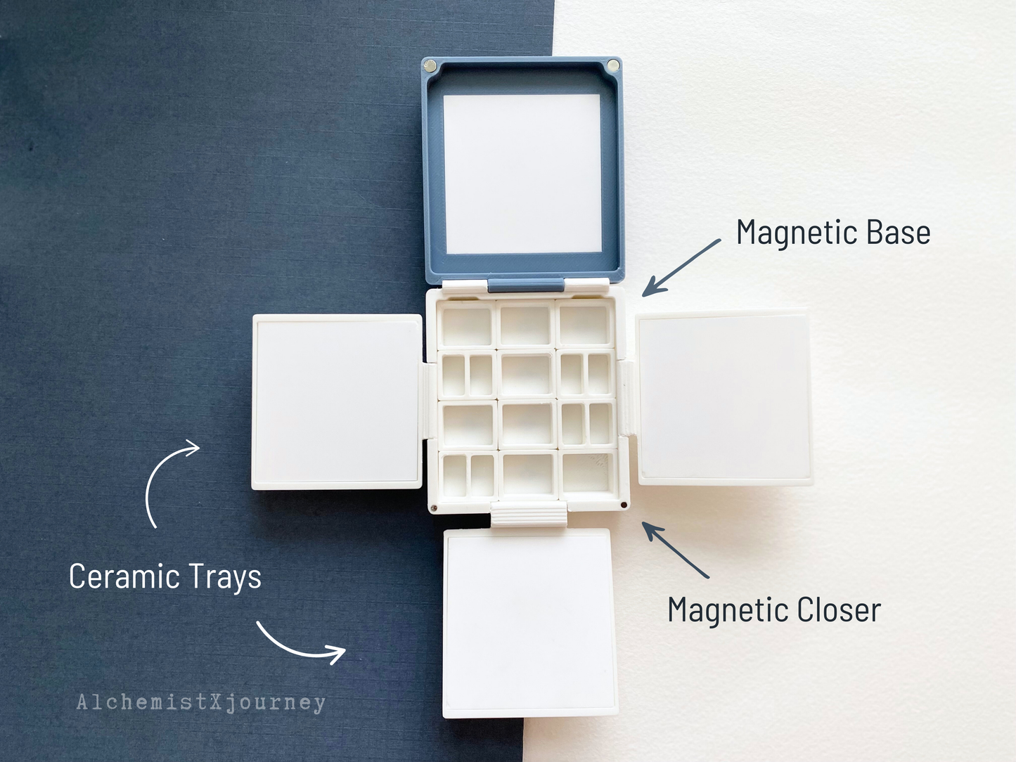 Watercolor Palette with Ceramic Trays and Magnetic-Base AX4, The Joyful Collection