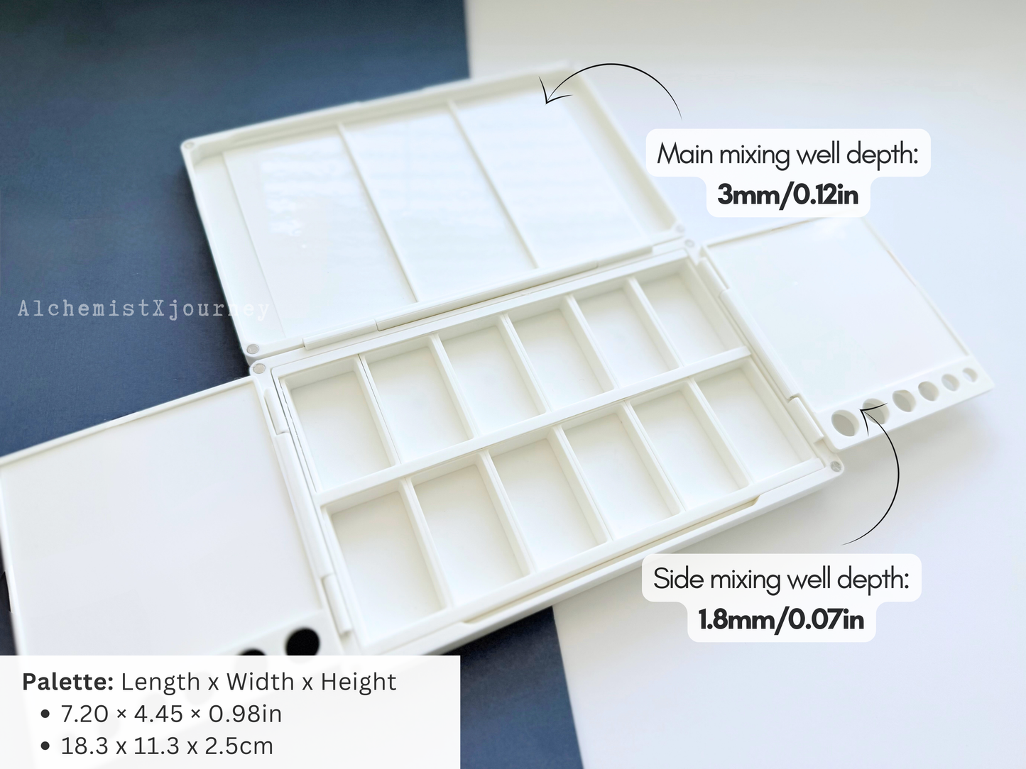 Kuretake 12 Pan Palette AX13, Deep Well, Glazed Ceramic, Removable Modular Grid