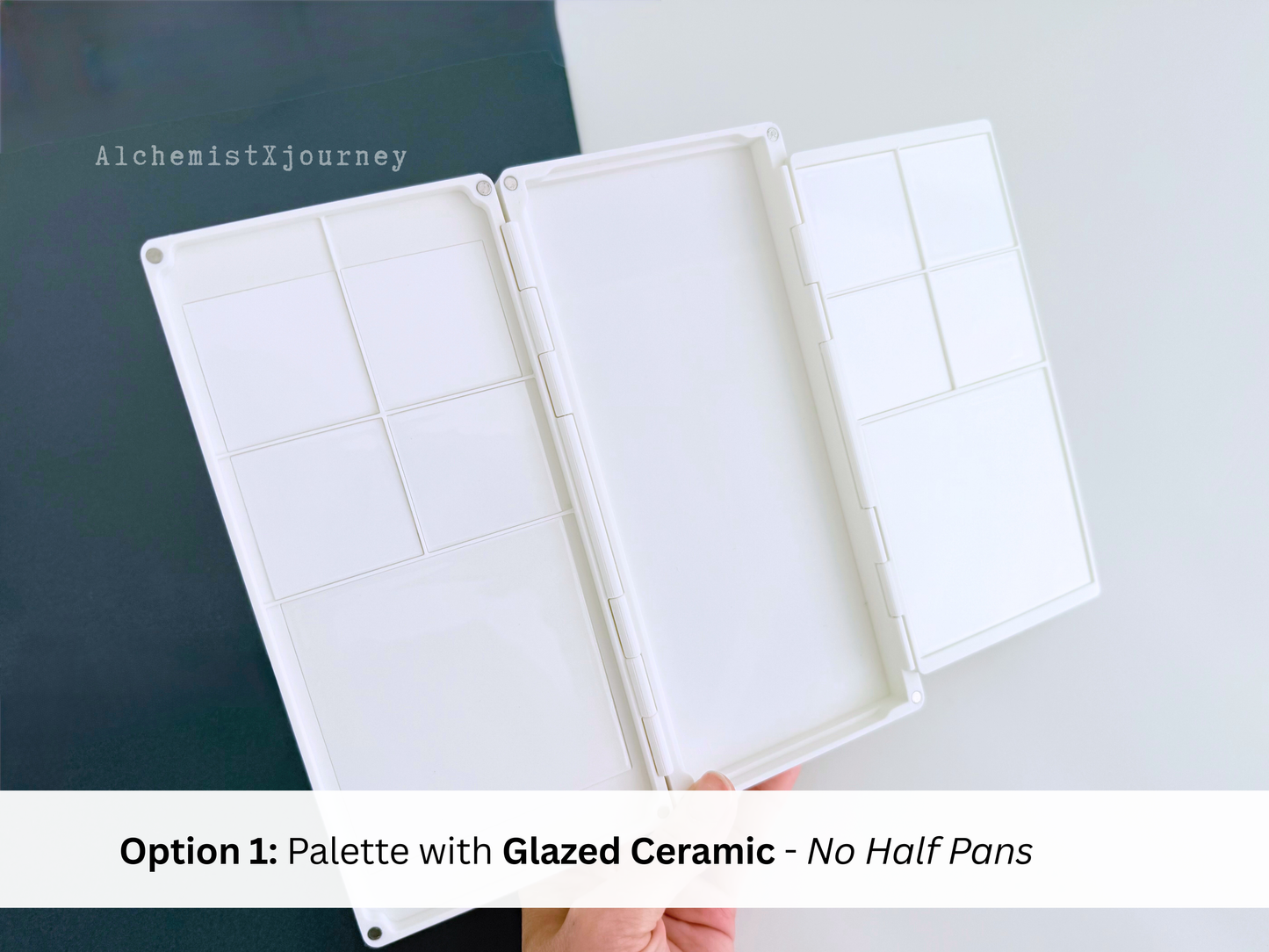 50 Half Pan Watercolor Palette AX12, Glazed Ceramic, Magnetic Base