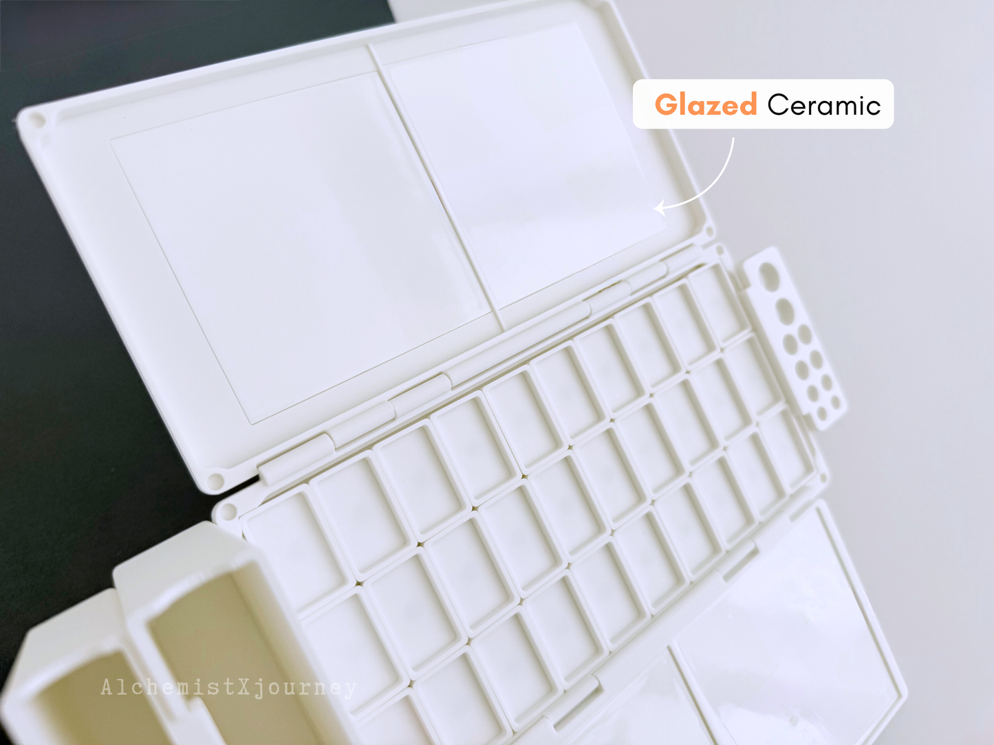 30 Slim Full Pan Watercolor Palette AX21, Glazed Ceramic, Magnetic Base