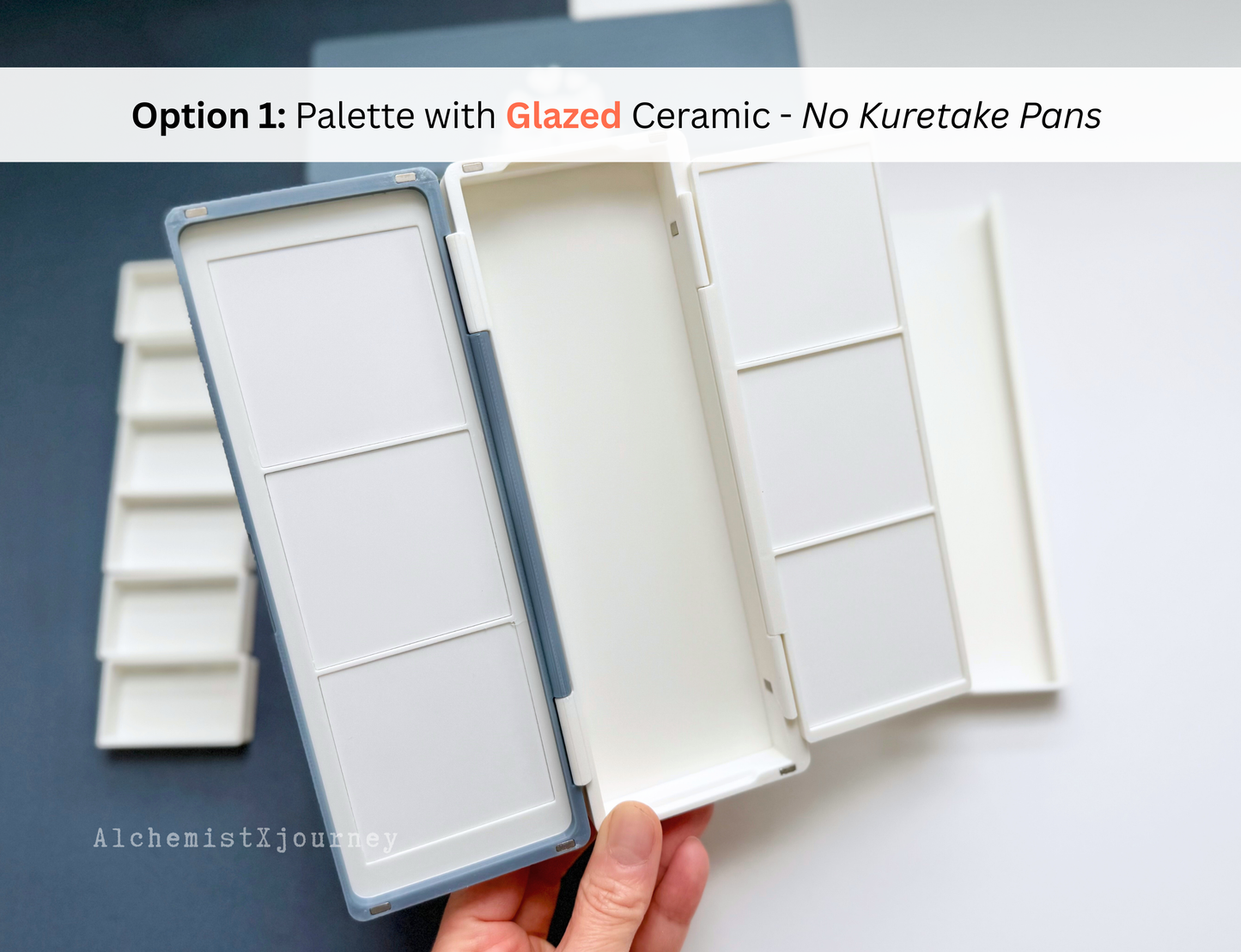 Kuretake 6 Pan Palette AX9, Glazed Ceramic Removable Modular Grid