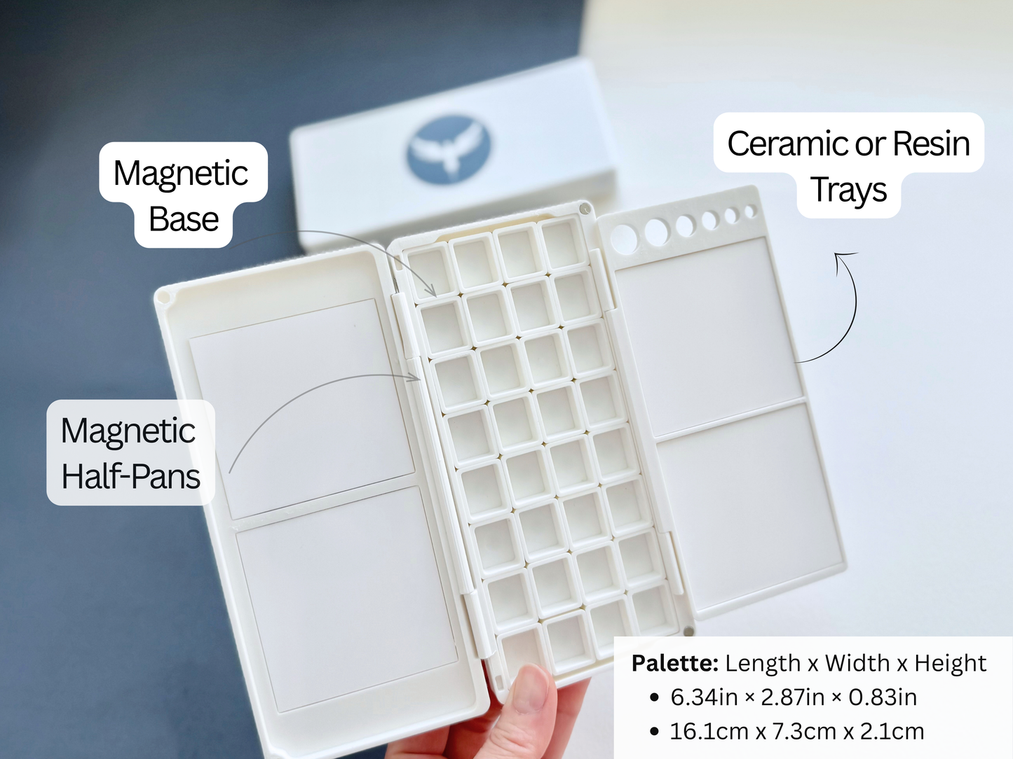 32 Half Pan Watercolor Palette AX16, Ceramic or Resin Tray, Magnetic Base, Custom Layout