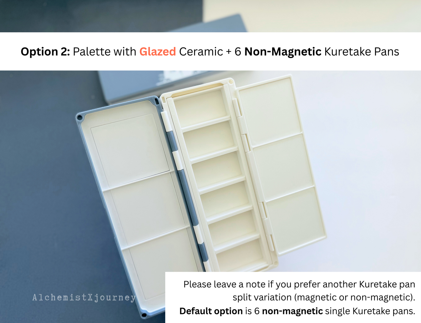 Kuretake 6 Pan Palette AX9, Glazed Ceramic Removable Modular Grid