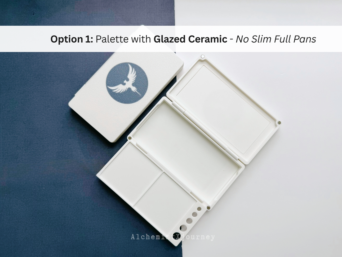 12 Slim Full Pan Watercolor Palette AX18, Glazed Ceramic, Magnetic Base, Compact