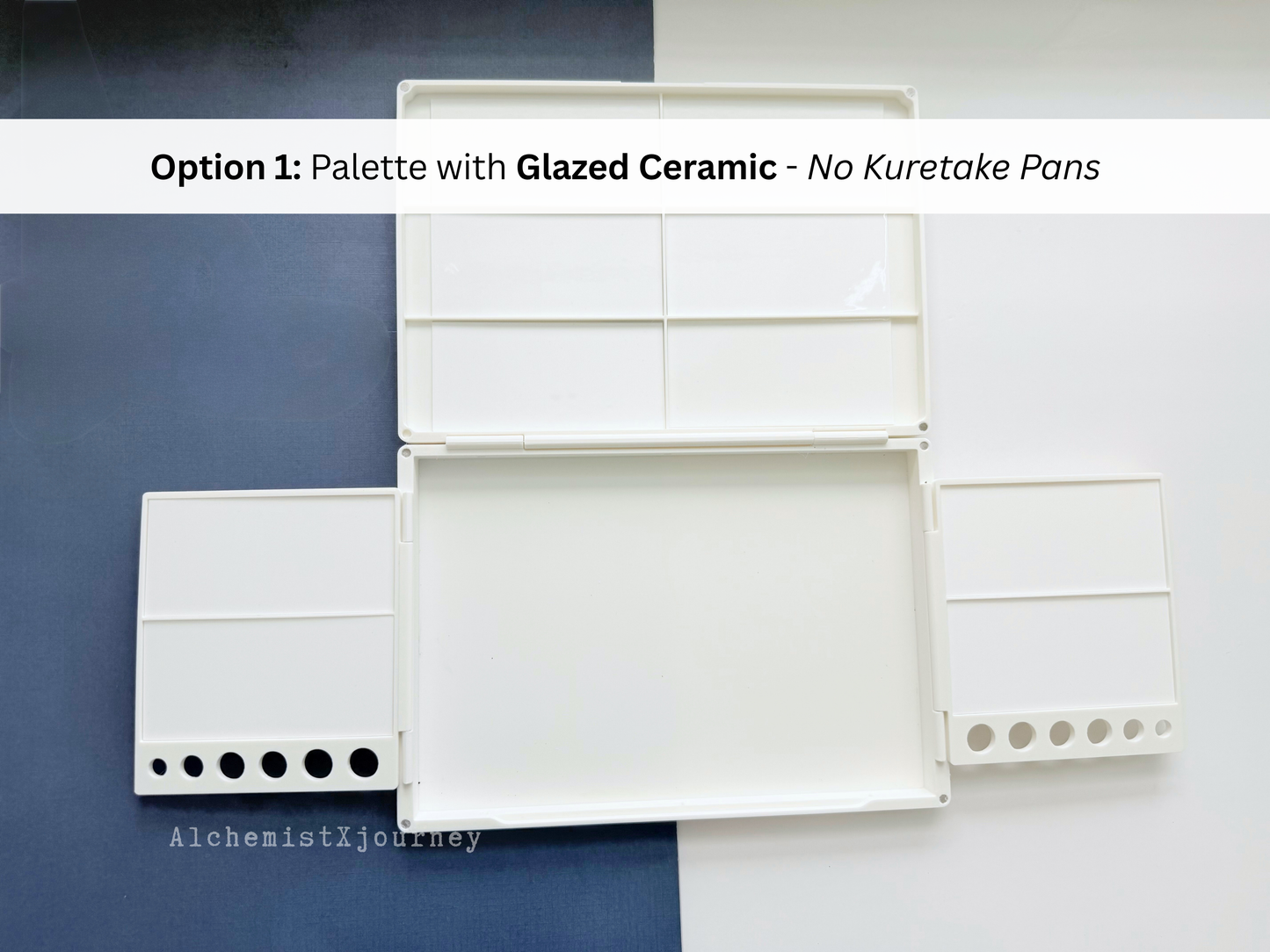 Kuretake 24 Pan Palette AX22, Deep Well, Glazed Ceramic, Removable Modular Grid