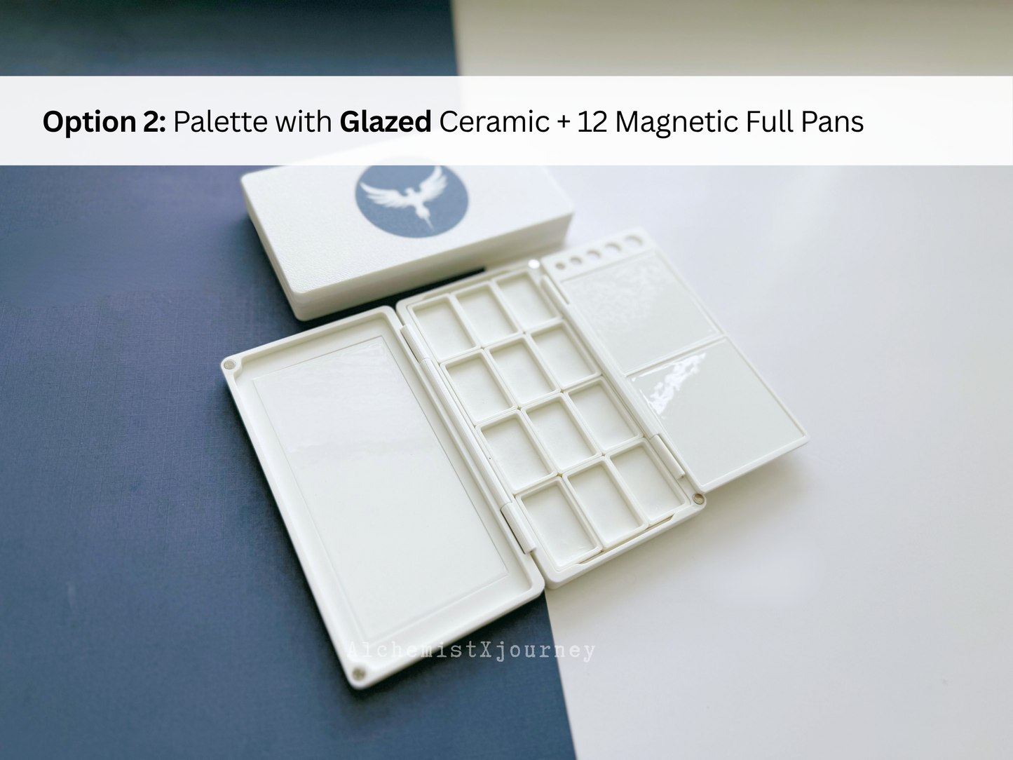 12 Full Pan Watercolor Palette AX17, Glazed Ceramic, Magnetic Base, Plein Air