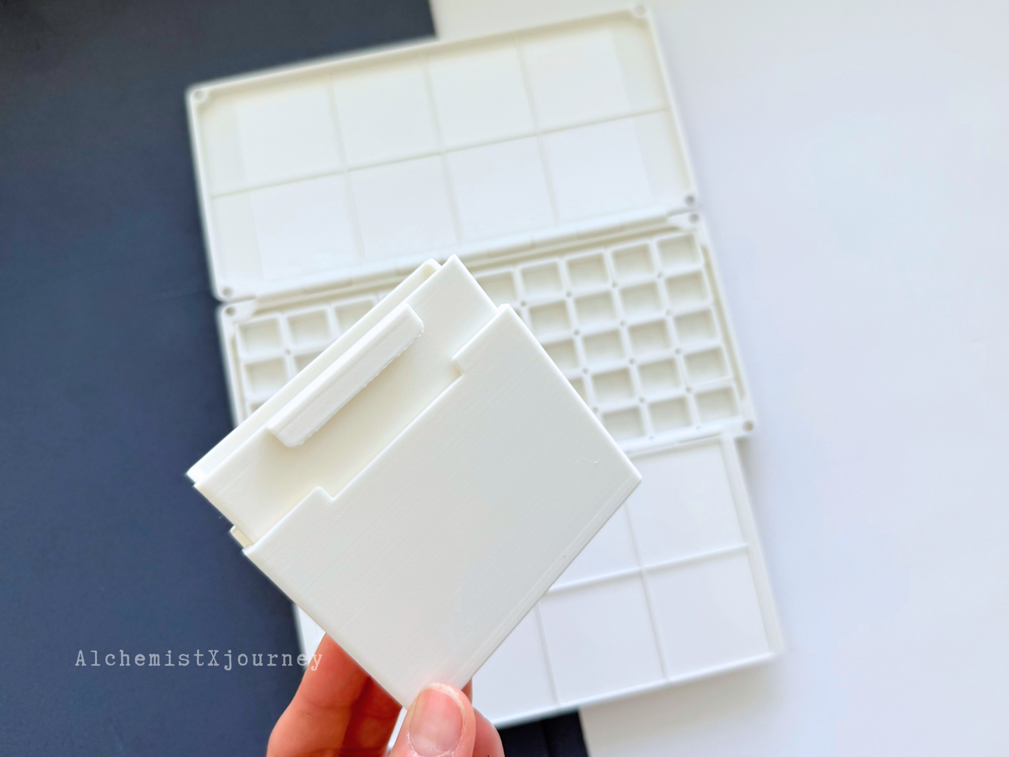 50 Half Pan Watercolor Palette AX12, Glazed Ceramic, Magnetic Base