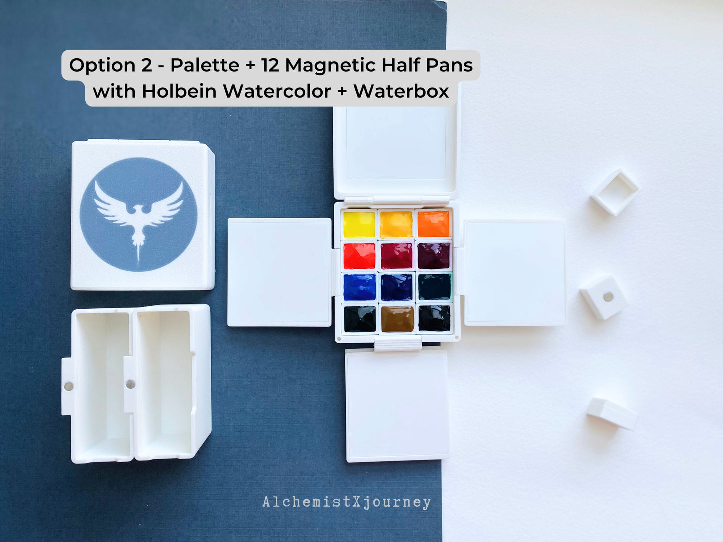 Holbein Artist Watercolor Palette - Ceramic Trays, Magnetic Base AX4 - Portable Travel Palette