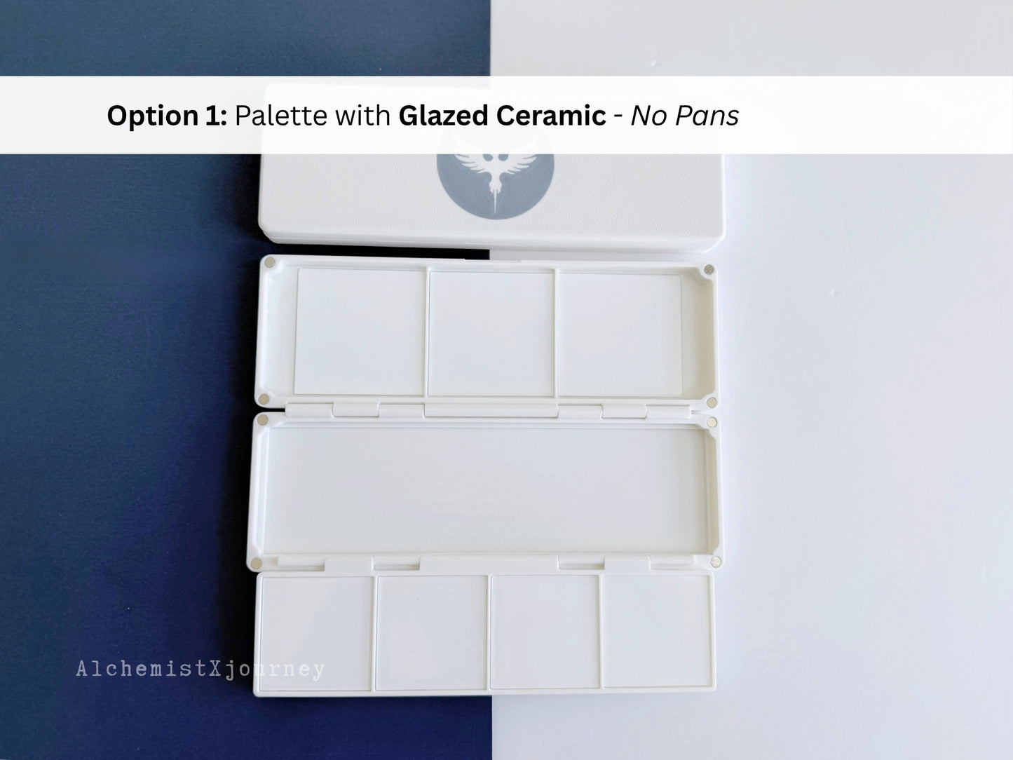 Large Brush Watercolor Palette AX32: Triple Pan Palette, Glazed Ceramic