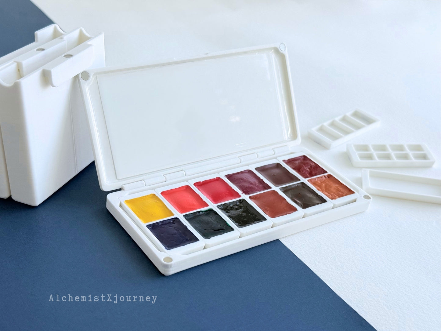 Air Palette AX34: Ultra Slim Watercolor Palette, 1.1cm Thick, Glazed Ceramic