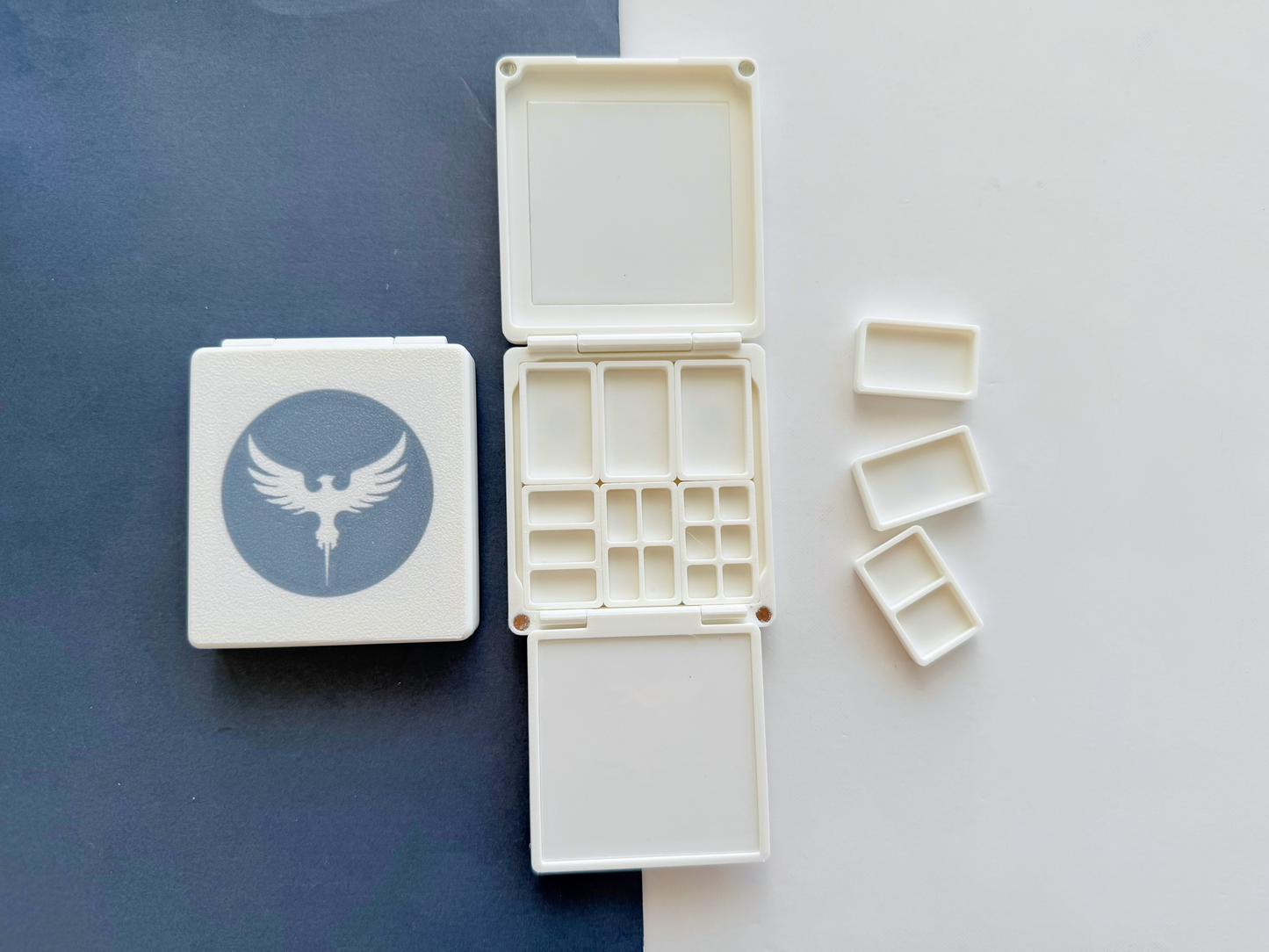 6 Slim Full Pan Watercolor Palette AX30, Glazed Ceramic, Magnetic Base, Plein Air