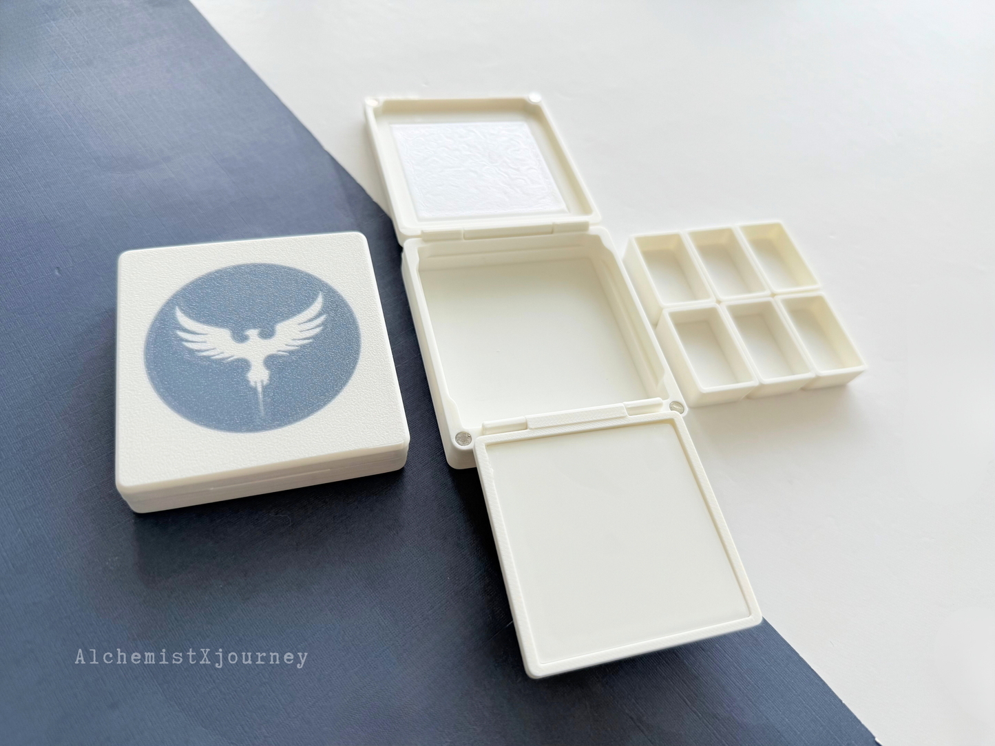 6 Full Pan Watercolor Palette AX28, Glazed Ceramic, Magnetic Base, Plein Air