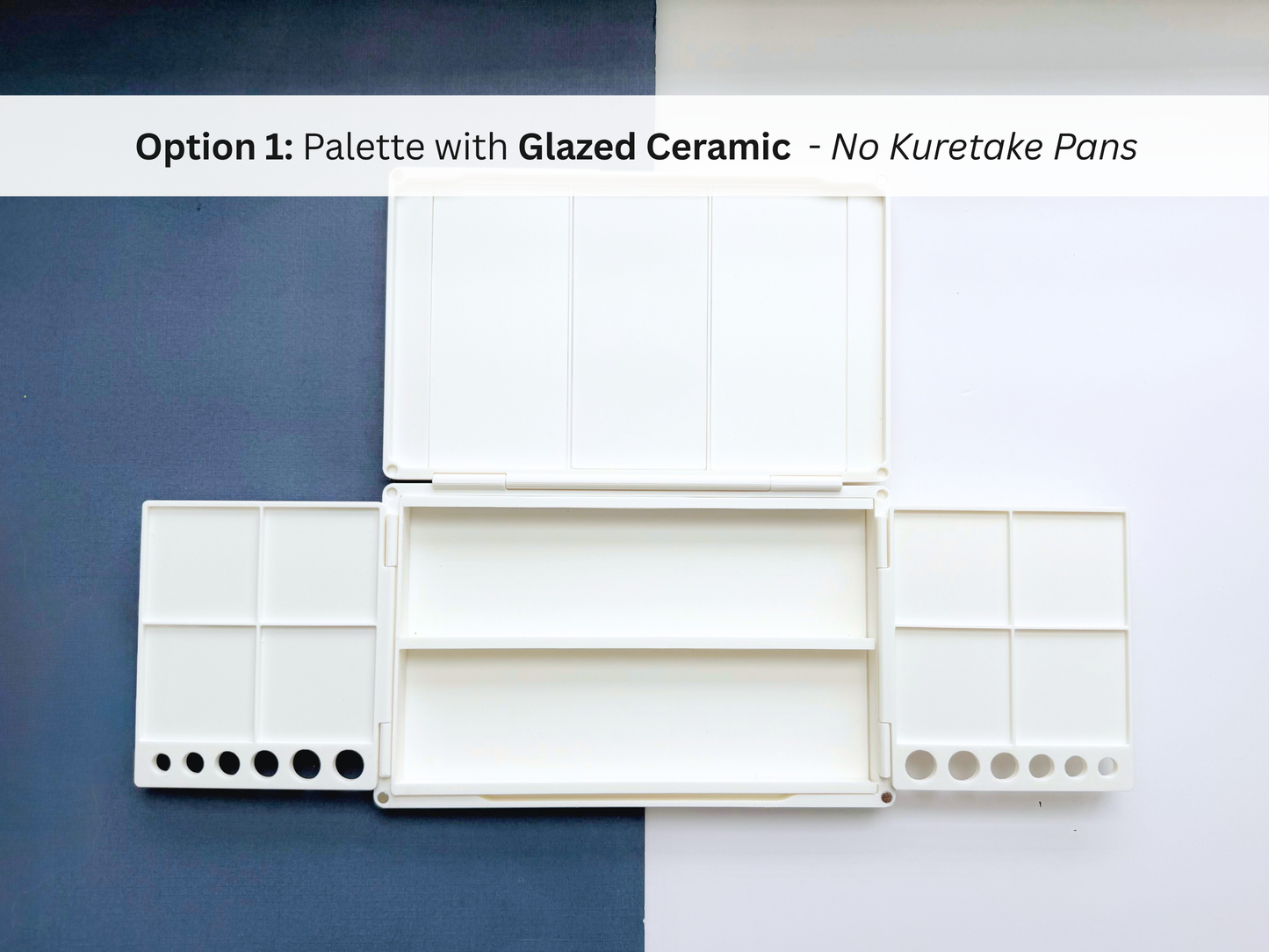 Kuretake 12 Pan Palette AX13, Deep Well, Glazed Ceramic, Removable Modular Grid