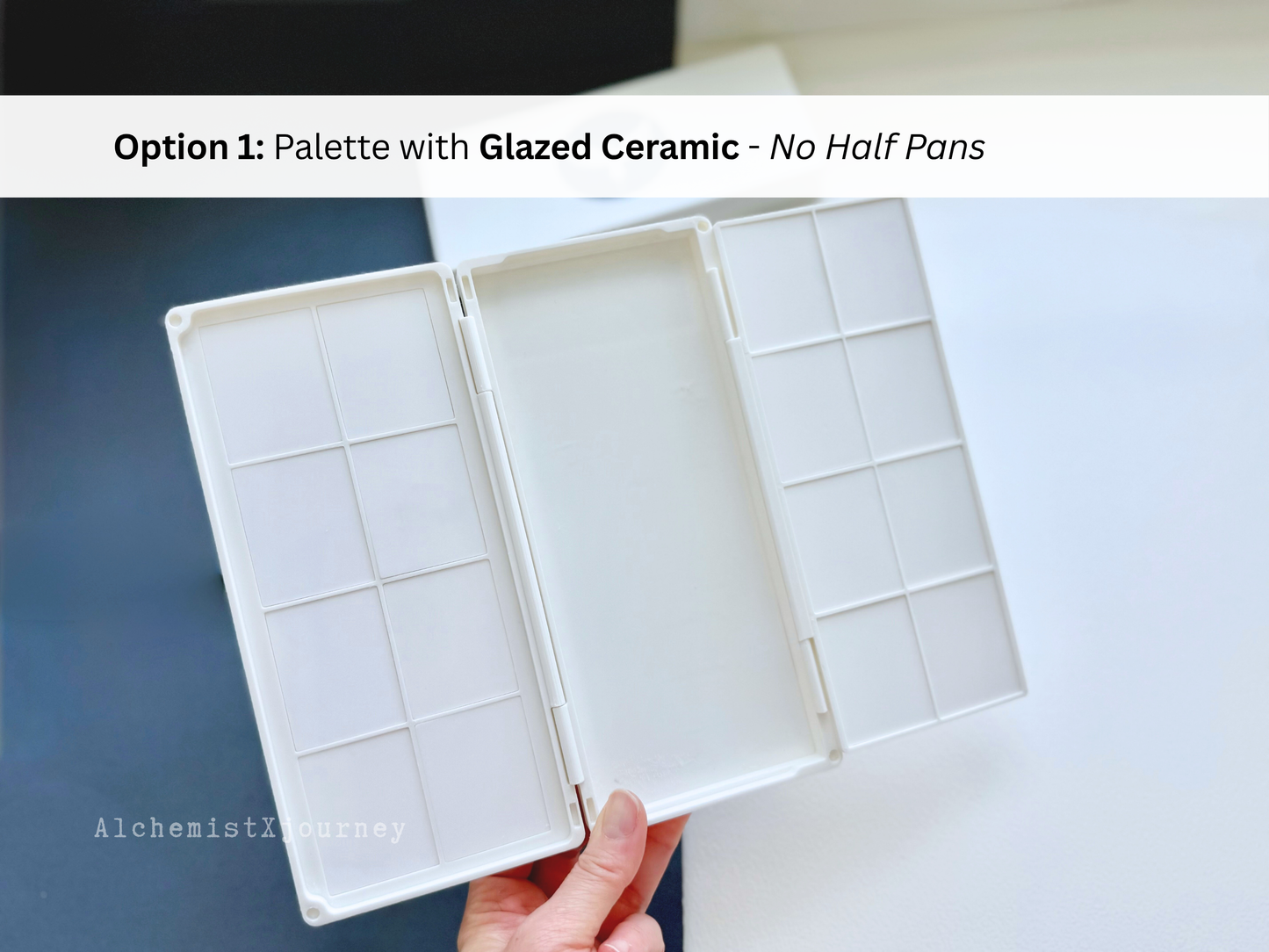 50 Half Pan Watercolor Palette AX12, Glazed Ceramic, Magnetic Base