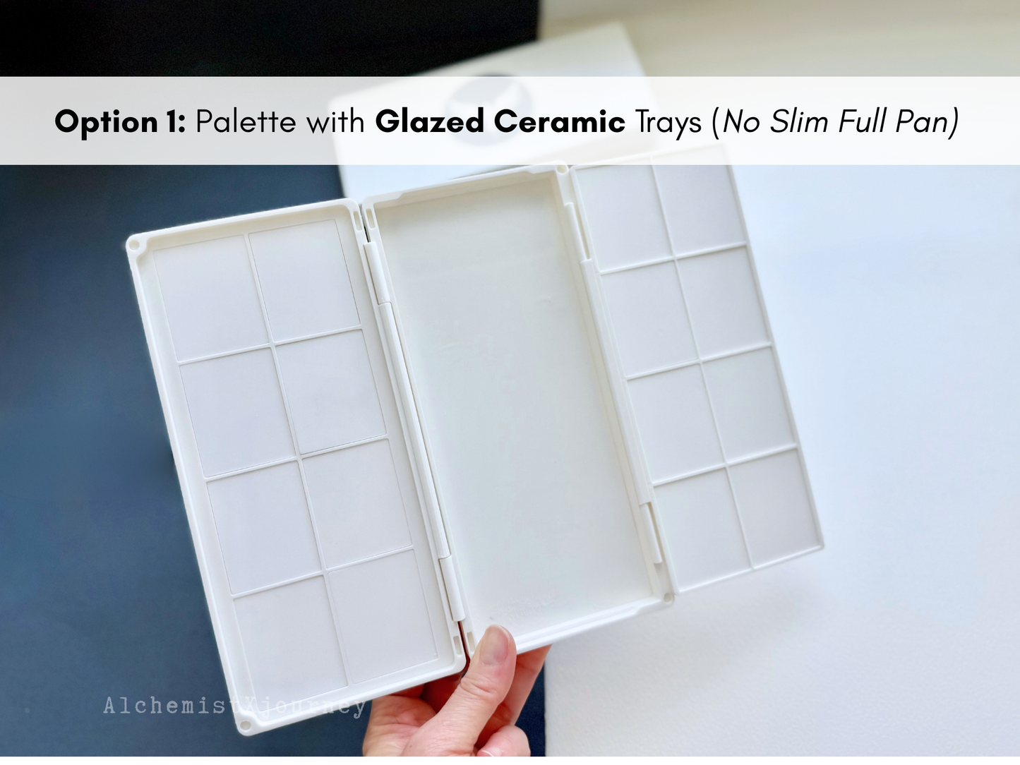 30 Slim Full Pan Watercolor Palette AX21, Glazed Ceramic, Magnetic Base